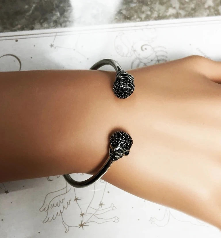 Pave Skull Bangle